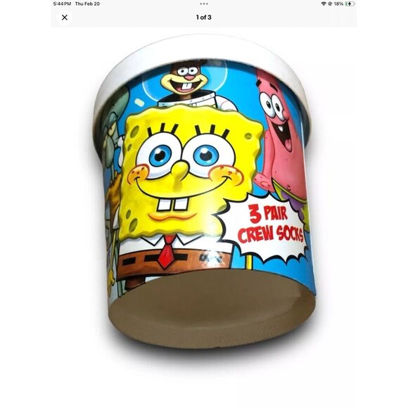 SpongeBob SquarePants Patrick 3 Pair Mens Crew Socks Shoe Size 6-12 NEW - Picture 1 of 5
